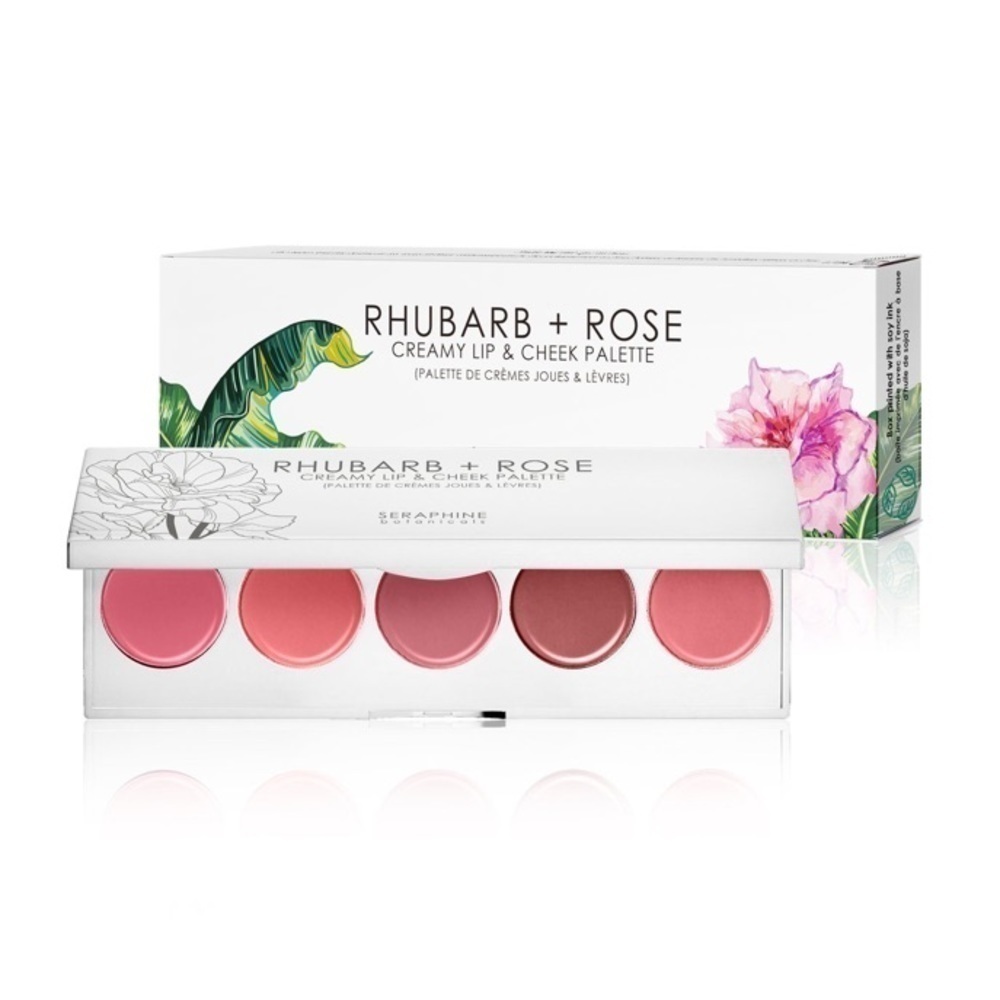 Seraphine Botanicals Rhubarb + Rose - Creamy Lip & Cheek Palette..